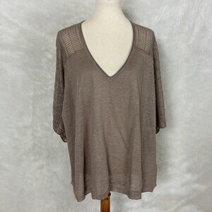 Poetry Fashion Brown Linen Cotton Silk Mixed Materials Short Sleeve Top Us 16